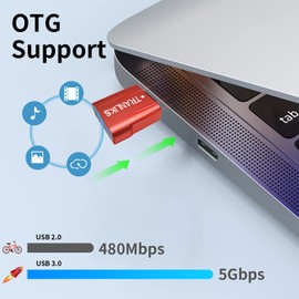 TRANLIKS USB to USB C Adapter, OTG Adapter from USB 3.0 Female to USB C Male for Fast Charging and High-Speed Data Transfer - Pack of 3, Red