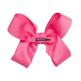 HAIRBOWS Girls' Grosgrain Hair Bow with a Knot Wrap Center on a Hair Clip, All Ages and Hair Types, 5 Inch Bow, Hot Pink