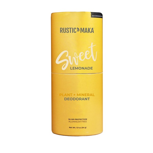 Rustic MAKA Natural Deodorant, Sweet Lemonade (Sweet Orange + Lemon), Continuous Odor Control