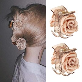 Flower Hair Claw Clips for Women Hair Clips Medium Cute Hair Clip for Thick Hair Beige Hair Claw Clip Beige Color (2pcs)