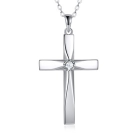 ELFRONT Moissanite Cross Necklace Sterling Silver Origami Cross Pendant Jewelry Gifts for Women Men