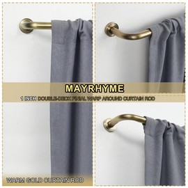 Mayrhyme Antique Bronze Wrap Around Curtain Rod, 1 Inch Diameter, 28 to 86 Inch, Adjustable Blackout Curtain Rod with Zinc Alloy Double-deck Finials and Aluminum Center Brackets
