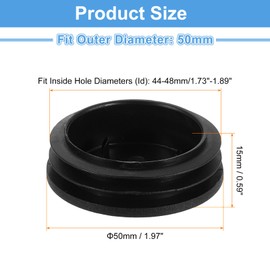 sourcing map 12 Pcs Round Plastic Plug, Black Tubing End Cap Plugs, 50mm(1.97 Inch) Furniture Leg Pipe Insert, Glide Protection for Chair, Sofa, Table, Shelf