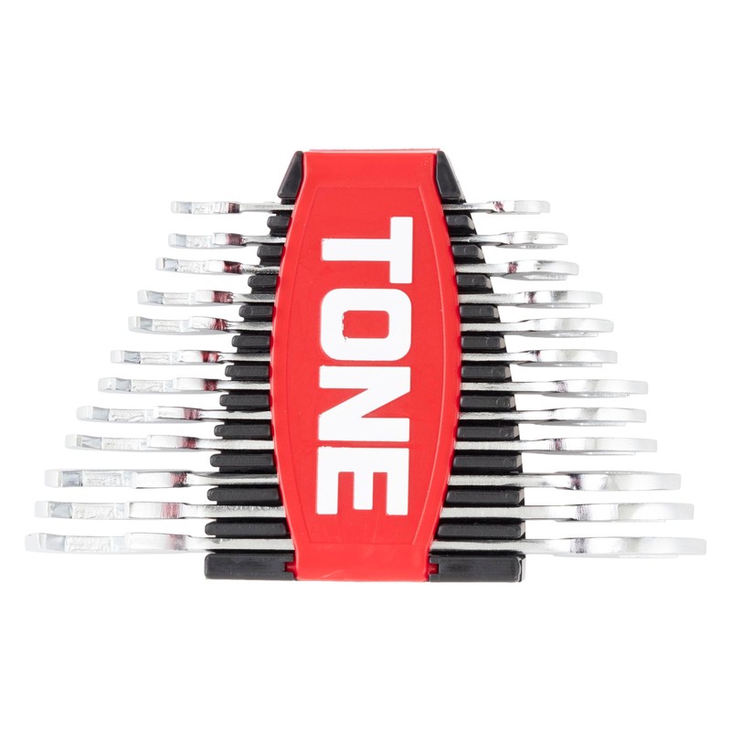 TONE DSTO1200P Thin Spanner Set (with Holder), Red/Black, 12 Pieces