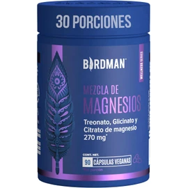 Birdman Mag Trifecta 270 mg Citrato, Glicinato y Treonato de Magnesio | Distintos Beneficios | Fórmula Limpia Sin Aditivos | Cápsula Vegana | Suplemento Alimenticio | 30 Porciones | 90 Cápsulas