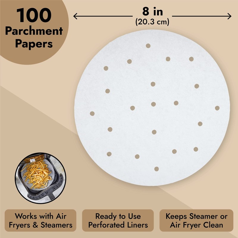 Juvale Round Air Fryer Liners with Holes - 8 Inch