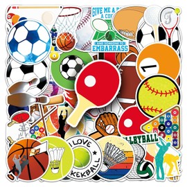 Mixed Ball Stickers Mixed Ball Stickers Pack of 50 Skateboard Graffiti Stickers Motorcycles Bicycle Snowboard Luggage Laptop Car Suitcase for Children and Teenagers Waterproof Vinyl Stickers