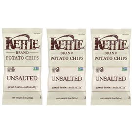 Kettle Chips Unsalted 5 Ounce (Pack of 3)