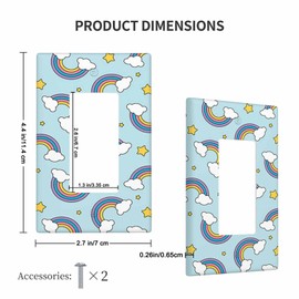 Moslion Rainbow Cloud Stars 1-Gang Rocker Light Switch Covers Cartoon Blue Outlet Cover Wall Plate Unbreakable Plug Covers Device Mount Bedroom Kitchen