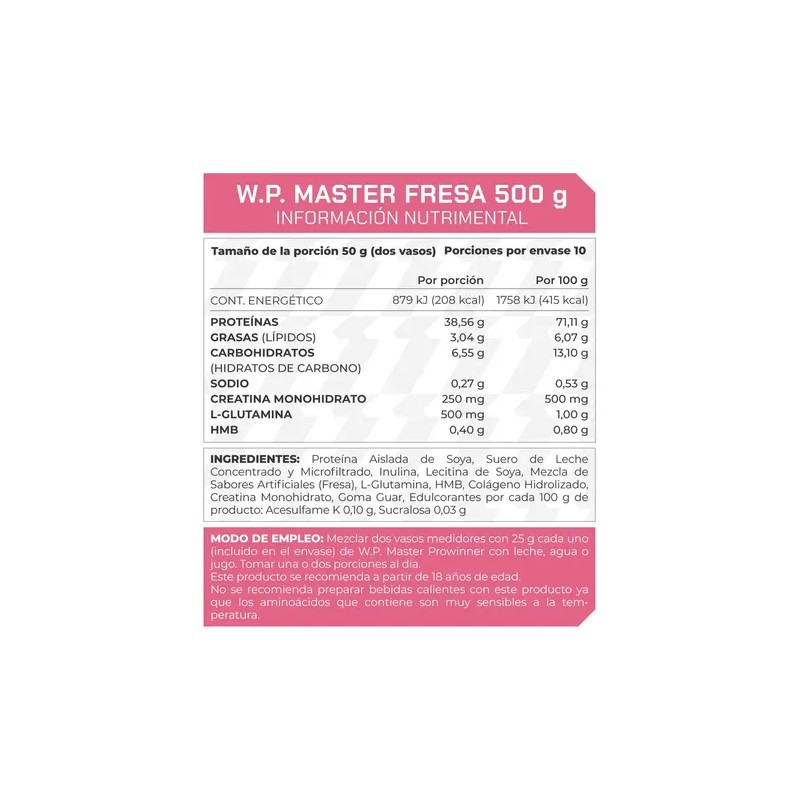 Suplemento Wp Master (500 Gr) Prowinner Sabor Fresa