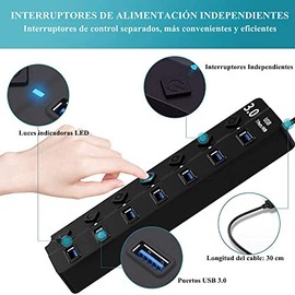 Yostyle Hub USB 3.0, 7 Puertos Multi USB 3.0 Hub