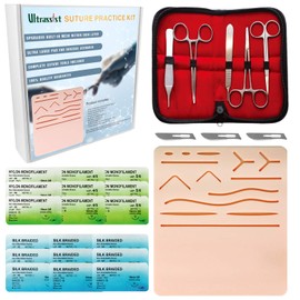 Ultrassist Suture Kit for Medical Students, Ultra-Large Stitching Kit with Pre-Cut Wounds & Extra Space, Includes Suture Instruments & Threads for Suture Training Practice (Education Use Only)