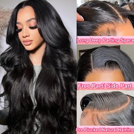 miear Body Wave Lace Front Wigs Human Hair 13x6 HD Lace Frontal Wigs Human Hair for Women 180% Density Pre Plucked with Baby Hair Natural Hairlin 20 Inch