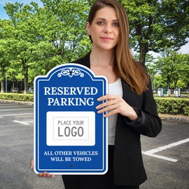 Reserved Custom Decor Parking Sign With Logo, For Parking Lots, Businesses and Schools Sign, 12x18 Inches, ACM, Fade Resistant, Made in USA by Sigo Signs