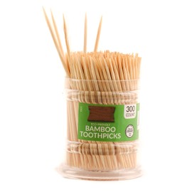 [300 Pack] Bamboo Toothpicks Wooden - Easy to use Dispenser - Great for Parties, Catering, Dinner, Lunch, Restaurants, Fruit Cocktails, Dessert, Barbecue and Teeth Cleaning