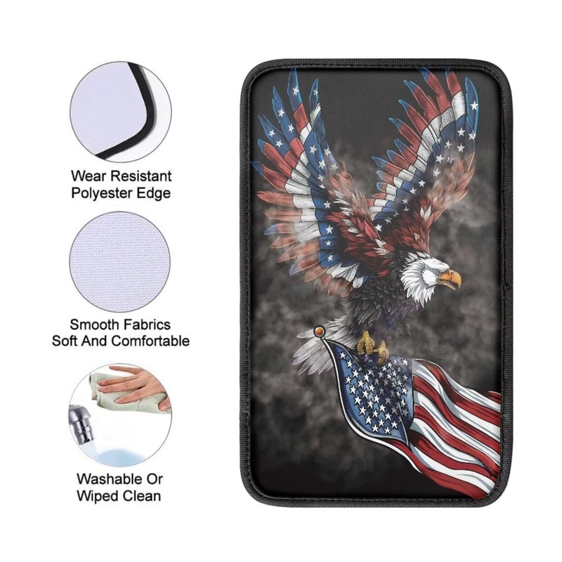 Finagallathe American Flag Center Console Cover American Eagle Armrest Cover