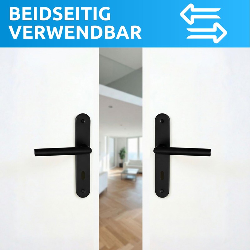 lockzz Estenfeld Door Handle Set Matt Black - Stainless Steel