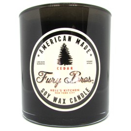 Fury Bros. Black Series Scented Candles | Cedar | All-Natural Soy Wax | Hand-Poured in USA | Long 60-70 Hour Burn (9 oz) | Black Glass | Non-Toxic Vegan Friendly | Luxury Classic Vintage