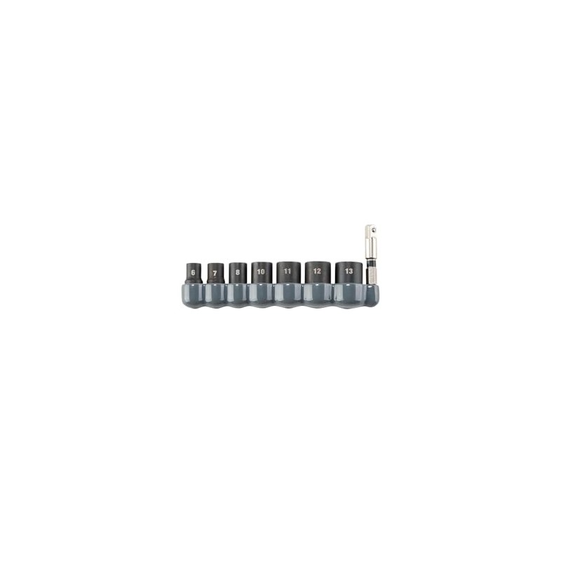 Makita 8-Piece Impact Socket Set, 1/4-inch Drive, 6-13mm with Hex