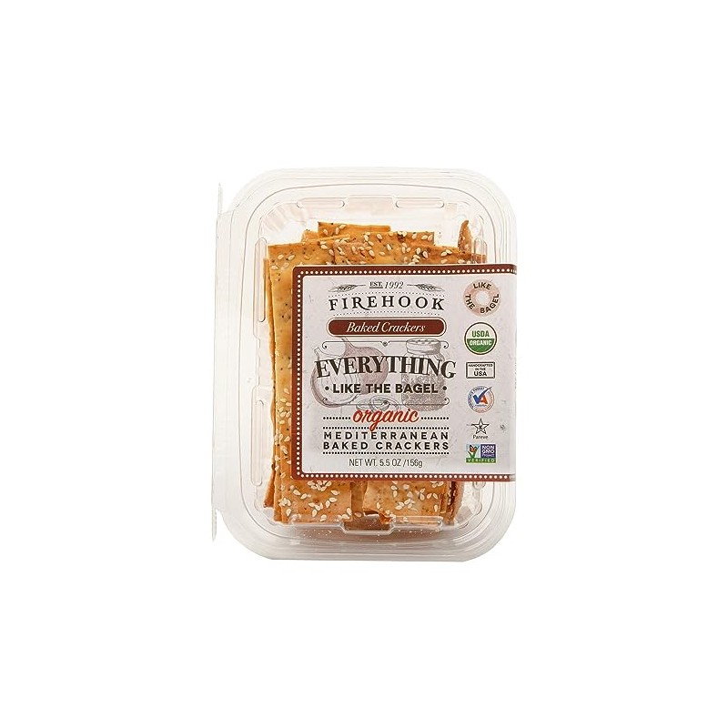 Firehook Organic Everything Baked Crackers, Non GMO, 5.5 Ounces (Pack