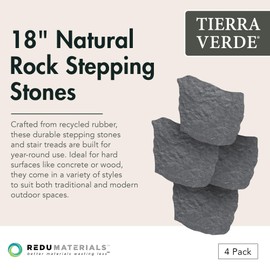 Garden Central 4-Pack 18”x22” Natural Rock Rubber Stepping Stones, Grey – Non-Slip Outdoor Faux Decorative Set for Landscaping & Gardening – DIY Decor for Walkways & Yard Pathways