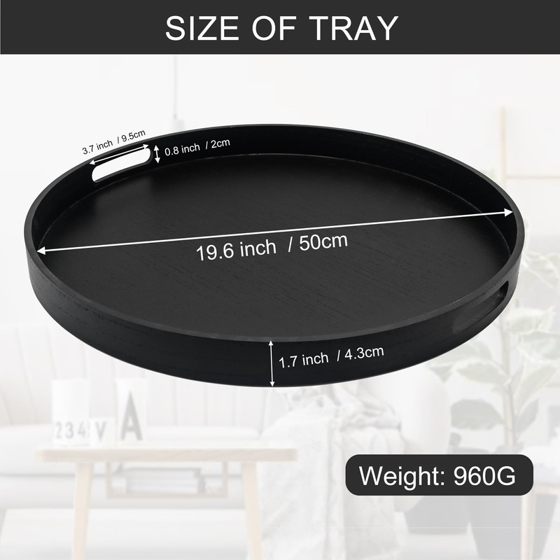 FramePro Large Round Wooden Coffee Table Trays 20" - Multi-Functional