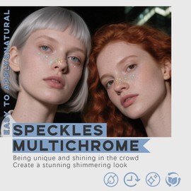 Noerrors 6pcs Glitter Freckles Face Tattoo, Multichrome Holographic Sparkle Face Glitter Speckles Patches, Waterproof Metallic Cute Temporary Tattoo Stickers Makeup Festival Rave Accessories