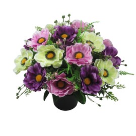 Just Because Flowers Artificial Grave Flower Arrangement with Pink and Cerise Anemones
