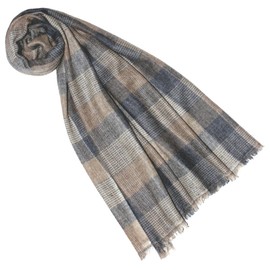 Lorenzo Cana Women's Scarf Pashmina Scarf 100% Cashmere Fluffy Lightweight Stole Wrap Scarf Cashmere Scarf Cashmere Pashmina Natural Fibre, Light grey, light brown