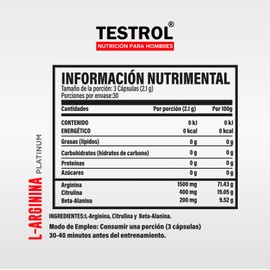 Testrol | Combo Arginina Platinum + Cafeína Platinum | Apoyo al Rendimiento, Oxigenación Muscular y Energía Natural | 90 Cápsulas c/u