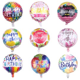 9 Pieces Of Birthday Balloons, Round Balloons, Party Decorations, Creative Aluminum Film Balloons, Birthday Party Scene Decoration