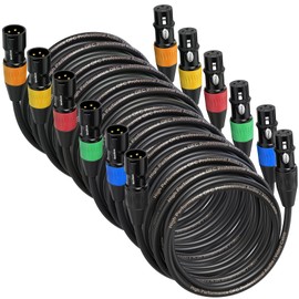 Baroflone XLR Cables, Microphone Cables 25ft 6 Pack, XLR Speaker Cable Male to Female Gold-Plated 3-pins Balanced Mic Cable for Microphones, Stage Lighting, Speaker Systems and More