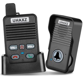 UHAXZ Wireless Doorbell, Full Duplex Doorbell Wireless, 1000ft Long Range, Hands-Free Intercom Door Bell 2 Way Communication, 4 Chimes 8 Volume Levels, Intercoms Wireless for Home House(Black)