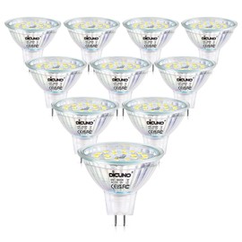 DiCUNO MR16 LED Bulbs Dimmable Daylight White 6000K 50W Halogen Equivalent 12V AC/DC, 5W GU5.3 Bi-Pin Base Bulb, 120 Degree Beam Angle 500LM, Landscape Light Recessed Track Lighting, 10 Pack