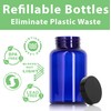 8 oz Cobalt Blue Plastic Packer Bottle with Black Lid