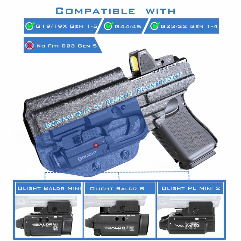G19 IWB Holster with Light - Compatible with Glock 19