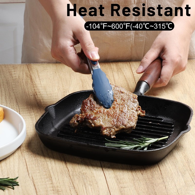 Hotec Mini Silicone Kitchen Tongs for Cooking - 7-Inch Small