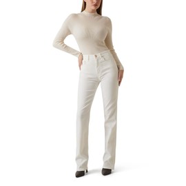 Guess Women's Eco Long Sleeve Mock Neck Julia Seamless Sweater, Cream White, X-Small-Small