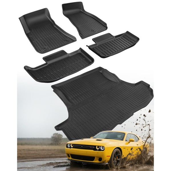 Car Floor Mats for Dodge Challenger RWD 2011-2023 Cargo Liner,