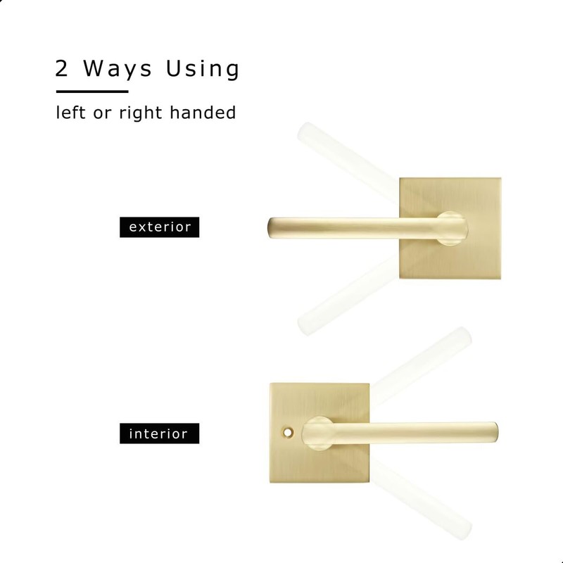 Linkaa Gold Door Lever Satin Brass Passage Door Handles, Bedroom