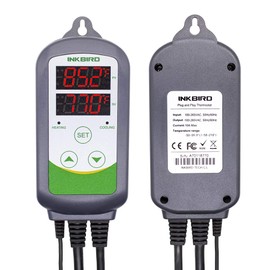 Inkbird Inkbird ITC-308 Digital Temperature Controller 2-Stage Outlet Thermostat Heating and Cooling Mode Carboy Homebrew Fermenter Greenhouse Terrarium 110V 10A