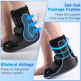 Walking Fracture Boot, Air Cam Walker Orthopaedic Boot for Sprained Ankle Short, Air Brace for Broken Foot Achilles Tendon Injury Black(L)