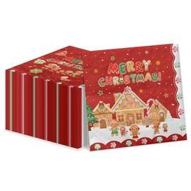 100Pcs Christmas Gingerbread Napkins, 13 x 13inch Snowflakes Xmas Luncheon Paper Napkin Red Santa Party Napkins for New Year Winter Holiday Christmas Party Supplies