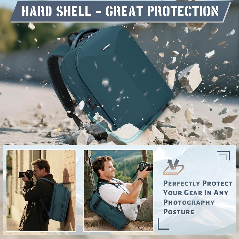 RAINSMORE Camera Backpack Hard Shell for DSLR/SLR Waterproof Camera Bag