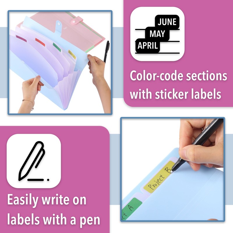 Mr. Pen Expanding File Folder, 2 Pack, 5 Pocket, Accordion