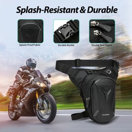 BBAIYULE Motorrad-Beintasche, Multifunktionale Oberschenkeltasche mit Abnehmbaren Beinschlaufen, Drop Bein Tasche, Schwarz, für Radfahren, Wandern, Camping, Männer Frauen (Power Cow Stil)
