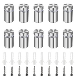 Lyeteung 10 PCS 12×20 mm Standoff Fixings, Stainless Steel Advertising Screw, Sign Standoff Screws, Advertising Nails with Screw and Expansion Tube, for Picture Frames Sign Displays Hanging