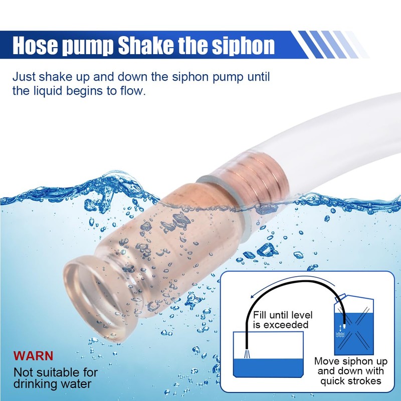 Shaker Siphon Hose for Gasoline, Gasoline Fuel Transfer Pump, Hand