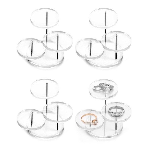 QWORK Round Acrylic Products Display Riser Stands, 3 Tier Jewelry