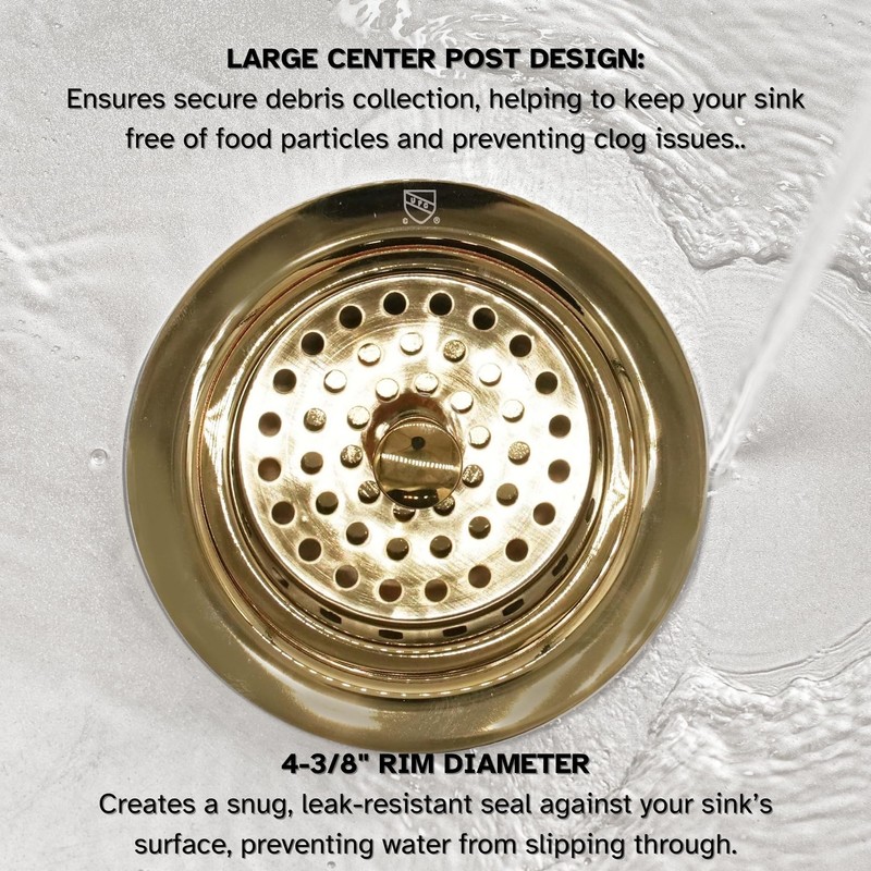 Westbrass R214-01 3-1/2-Inch Large Post Style Kitchen Sink Basket Strainer,